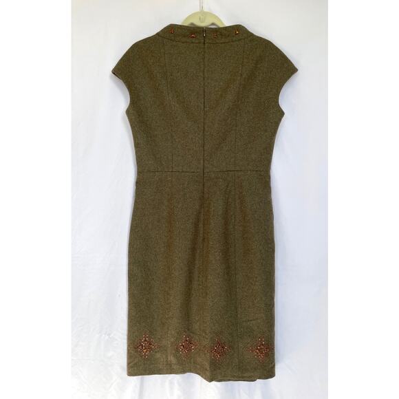 Max Mara Studio Green Brown Wool Studio Sheath Dress Mod Retro, 10 - Picture 4 of 5